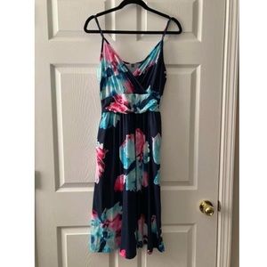 Navy, teal and pink sundress
